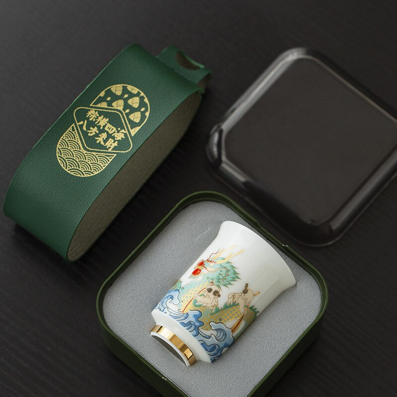 Sárkányhajó Fesztivál teáscsésze Kínai Vintage teáscsésze kerámia hordó Gyönyörű rajzfilm teáscsésze teás edény Egy csésze teás szertartás