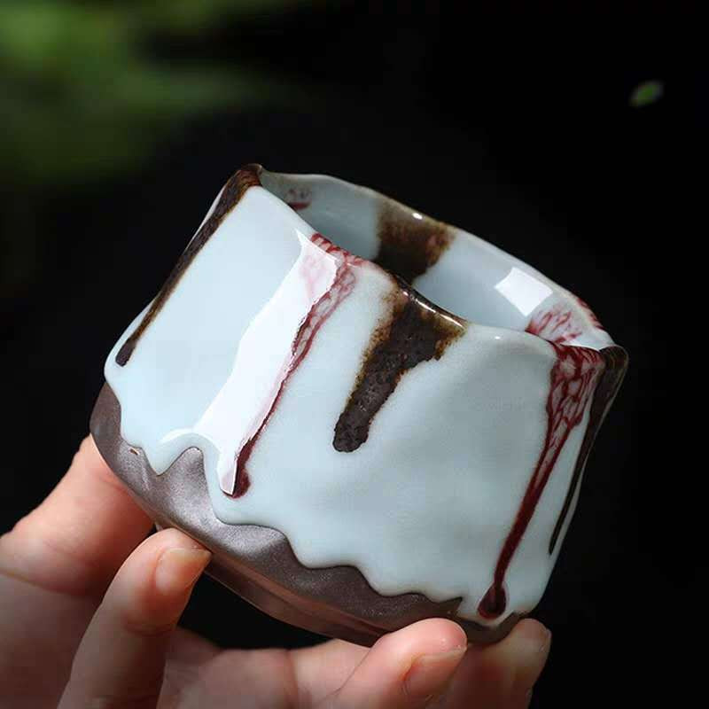 Cuptor mare Tianmu Jianzhan Lemn de foc Ru Cuptor din ceramică Kung Fu Set de ceai o singură ceașcă de ceramică grosieră Master Cup o singură cană cadou