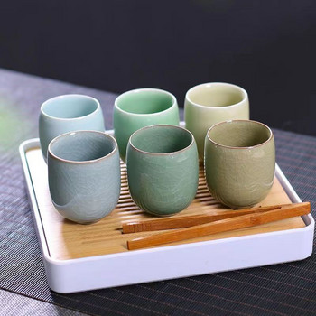 Японски Longquan Celadon Чаша за чай Kung Fu Сервиз за чай Керамична креативна офисна чаша за вода Ръчно изработена порцеланова купа за чай Подарък Съдове за напитки