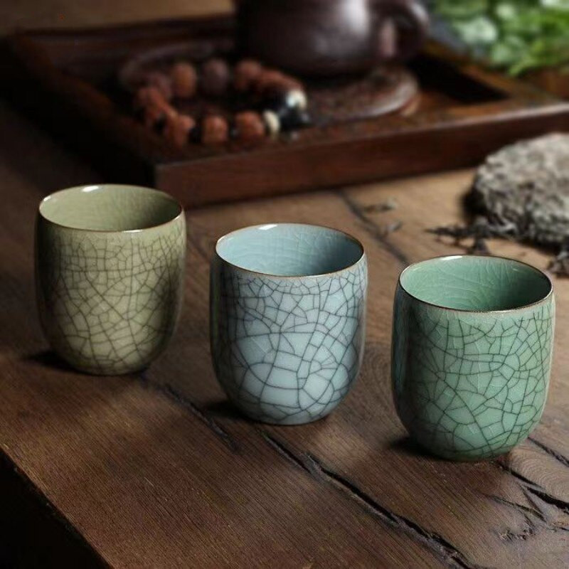 Japán Longquan Celadon teáscsésze Kung Fu teáskészlet kerámia kreatív irodai vizes csésze kézzel készített porcelán teástál ajándék ital