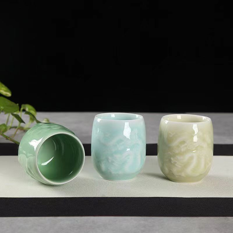 Japán Longquan Celadon teáscsésze Kung Fu teáskészlet kerámia kreatív irodai vizes csésze kézzel készített porcelán teástál ajándék ital