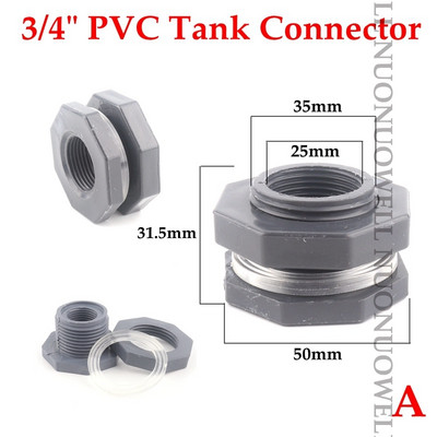 Conector de apă pentru rezervor din PVC Conector de țeavă pentru rezervor de pește Drenaj rezervor de apă Filet tată tată/Filet interior Îmbinări țevi pereți
