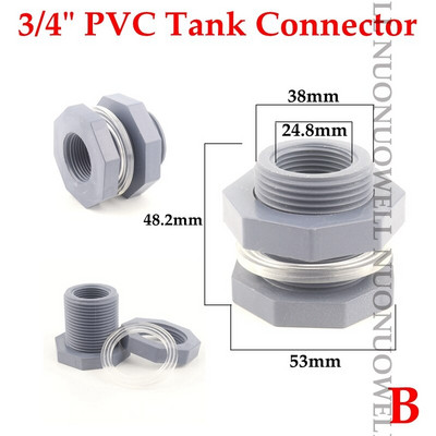 Conector de apă pentru rezervor din PVC Conector de țeavă pentru rezervor de pește Drenaj rezervor de apă Filet tată tată/Filet interior Îmbinări țevi pereți