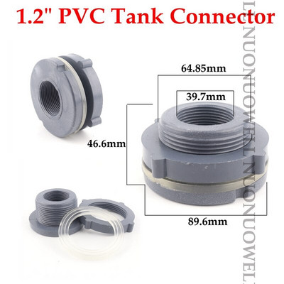 Conector de apă pentru rezervor din PVC Conector de țeavă pentru rezervor de pește Drenaj rezervor de apă Filet tată tată/Filet interior Îmbinări țevi pereți
