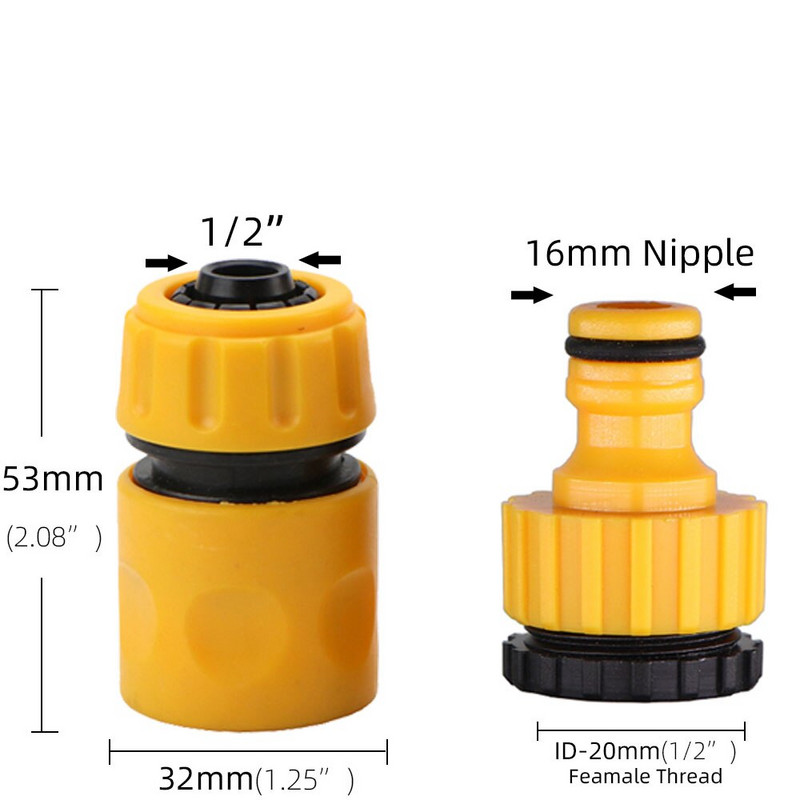 6 DB kerti ABS gyors tömlőcsatlakozó 1/2" dupla dupla csatlakozó csukló adapter hosszabbító készlet tömlőcső cső vízpisztoly szerelvényhez