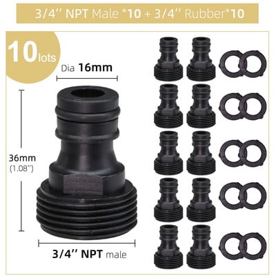 Plastikinės sodo žarnos 3/4 colių moteriškos jungties remonto komplektas su uždarymo vožtuvo guminiu tarpikliu, skirtu žarnos vandens pistoleto adapteriui