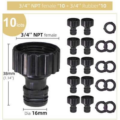 Plastikinės sodo žarnos 3/4 colių moteriškos jungties remonto komplektas su uždarymo vožtuvo guminiu tarpikliu, skirtu žarnos vandens pistoleto adapteriui
