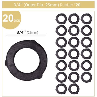 Plastikinės sodo žarnos 3/4 colių moteriškos jungties remonto komplektas su uždarymo vožtuvo guminiu tarpikliu, skirtu žarnos vandens pistoleto adapteriui