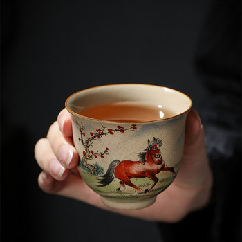 12 стилни керамични чаши с китайски зодиак Комплект чаши за чай Чаша за чай Животни Купа за чаена церемония Тигър Чаша за чай