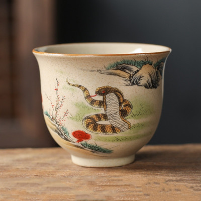 12 cești de ceramică zodiac chinezesc în stil set de ceai de ceai cu animale bol pentru ceremonia ceaiului ceașcă de ceai tigru