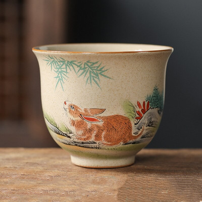 12 cești de ceramică zodiac chinezesc în stil set de ceai de ceai cu animale bol pentru ceremonia ceaiului ceașcă de ceai tigru