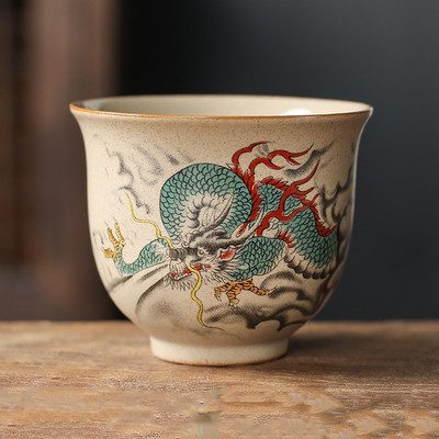 12 cești de ceramică zodiac chinezesc în stil set de ceai de ceai cu animale bol pentru ceremonia ceaiului ceașcă de ceai tigru