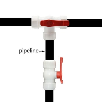 20/25/32/40/50/63 mm Съединител за водопроводна тръба Пластмасов сферичен кран 3-пътен бърз конектор T-тип PVC PE Бърза връзка 1 бр.