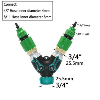 1/4" 3/8" 1/2" 3/4" Splitter furtun de grădină 2/4 căi robinet de grădină Conector de apă tip Y Fitinguri pentru țevi de apă pentru agricultură
