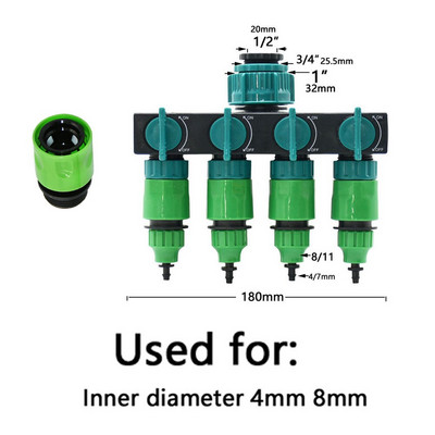 1/4" 3/8" 1/2" 3/4" Splitter furtun de grădină 2/4 căi robinet de grădină Conector de apă tip Y Fitinguri pentru țevi de apă pentru agricultură