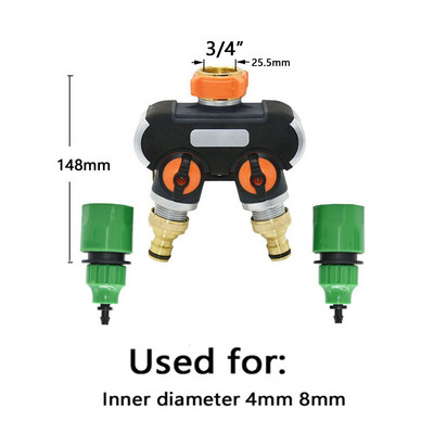 1/4" 3/8" 1/2" 3/4" Splitter furtun de grădină 2/4 căi robinet de grădină Conector de apă tip Y Fitinguri pentru țevi de apă pentru agricultură