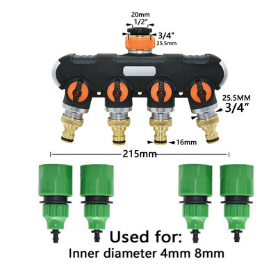 1/4" 3/8" 1/2" 3/4" Splitter furtun de grădină 2/4 căi robinet de grădină Conector de apă tip Y Fitinguri pentru țevi de apă pentru agricultură