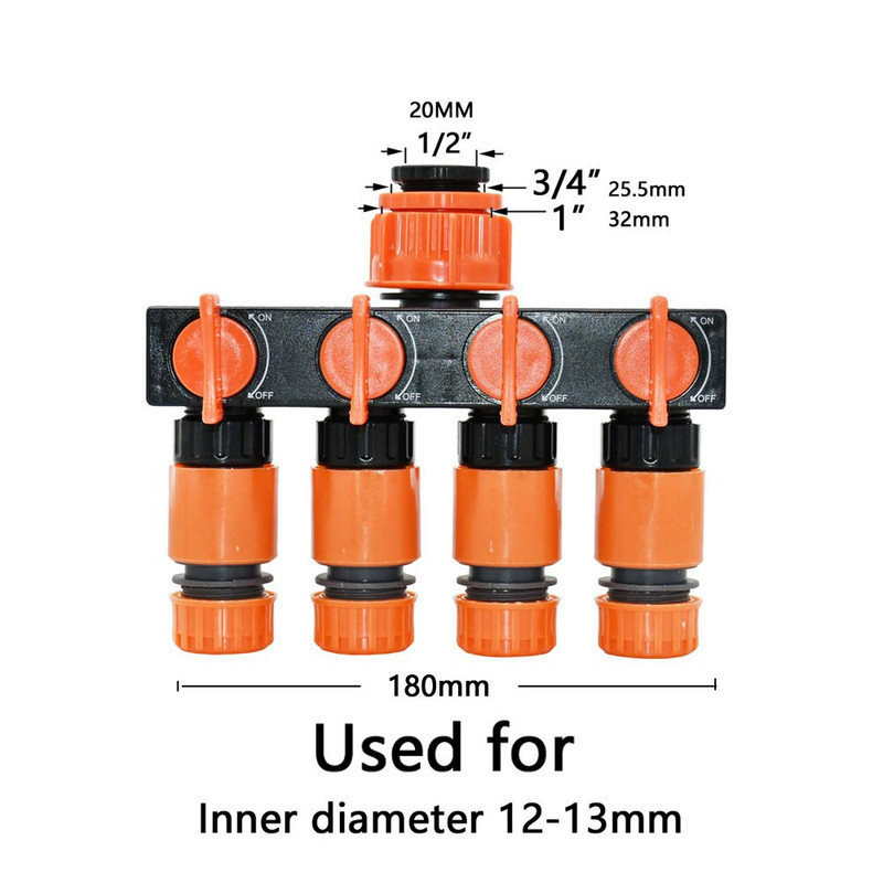 1/4" 3/8" 1/2" 3/4" Splitter furtun de grădină 2/4 căi robinet de grădină Conector de apă tip Y Fitinguri pentru țevi de apă pentru agricultură