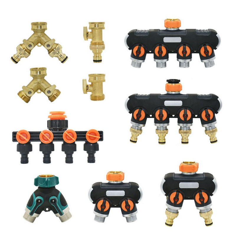 1/4" 3/8" 1/2" 3/4" Splitter furtun de grădină 2/4 căi robinet de grădină Conector de apă tip Y Fitinguri pentru țevi de apă pentru agricultură
