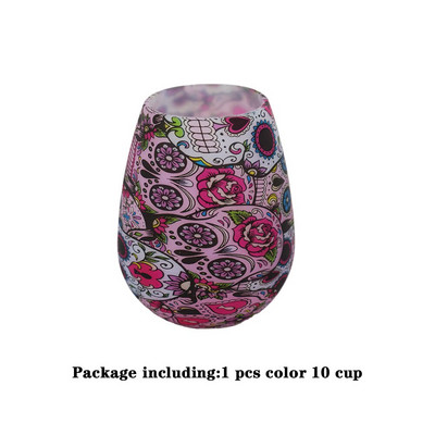 Pahare de vin din silicon, care nu se sparg, fără BPA, cu imprimeu portabil, cu apă în aer liber, pentru călătorii, picnic, piscină, barcă, camping