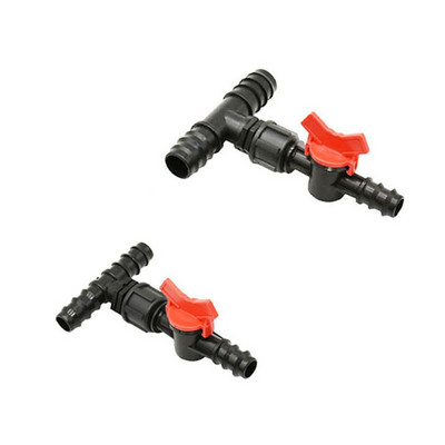 12mm 16mm 20mm PE Pipe Tee Connectors with Valve 1/2 3/4" Reducing Garden Tap Hose Splitter Drip Irigation Adapter 1PC