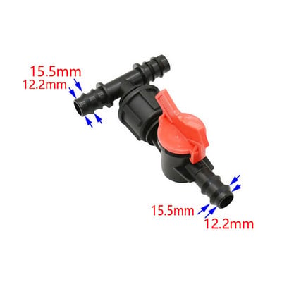 12 mm-es 16 mm-es 20 mm-es PE csőcsatlakozók szeleppel 1/2 3/4" szűkítő kerti csaptelep tömlőosztó csepegtető öntözési adapter 1 db