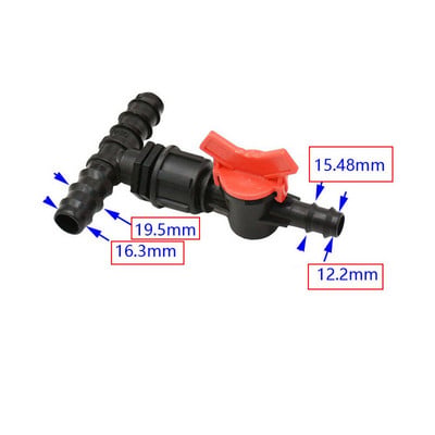 12 mm-es 16 mm-es 20 mm-es PE csőcsatlakozók szeleppel 1/2 3/4" szűkítő kerti csaptelep tömlőosztó csepegtető öntözési adapter 1 db