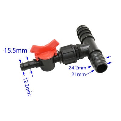 12 mm-es 16 mm-es 20 mm-es PE csőcsatlakozók szeleppel 1/2 3/4" szűkítő kerti csaptelep tömlőosztó csepegtető öntözési adapter 1 db