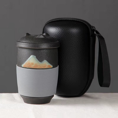 Ceașcă de ceai creativă japoneză cu apă, pentru birou, acasă, pentru călătorii, ceașcă de ceai portabilă din ceramică cu capac de filtru.