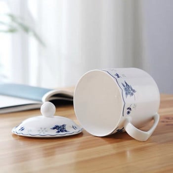 Jingdezhen Bone China Κεραμικό φλιτζάνι τσαγιού με σετ καπακιού Δημιουργική απλή λευκή πορσελάνη Κούπα καφέ κούπα για ποτό γραφείου Δώρα