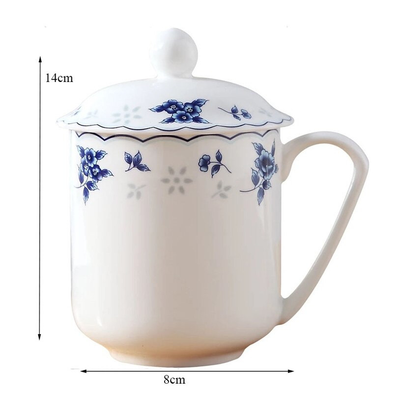 Jingdezhen Bone China kerámia teáscsésze fedővel Kreatív egyszerű fehér porcelán teáscsésze kávés bögre Irodai ivóeszközök ajándékok