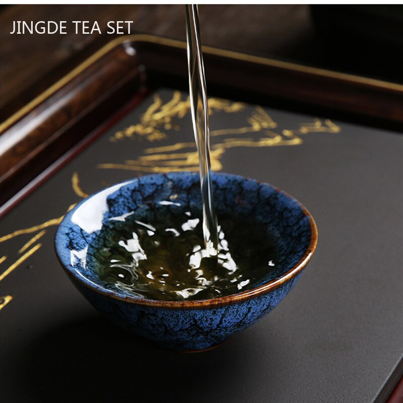 1 бр. Чаена чаша за смяна на керамична пещ в японски стил Домакинска порцеланова чаша за чай Ръчно изработена купа за чай Лична единична чаша комплект за чай Консумативи