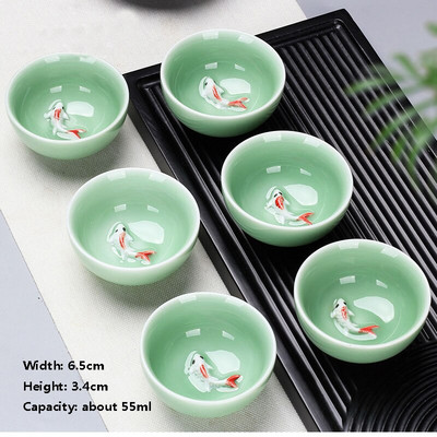 6 gab./daudz Tējas komplekts Maza tējas krūze Keramikas tējas komplekts Mājsaimniecības viena krūze Master Blue and White Porcelāna Tea Celadon Gift Box