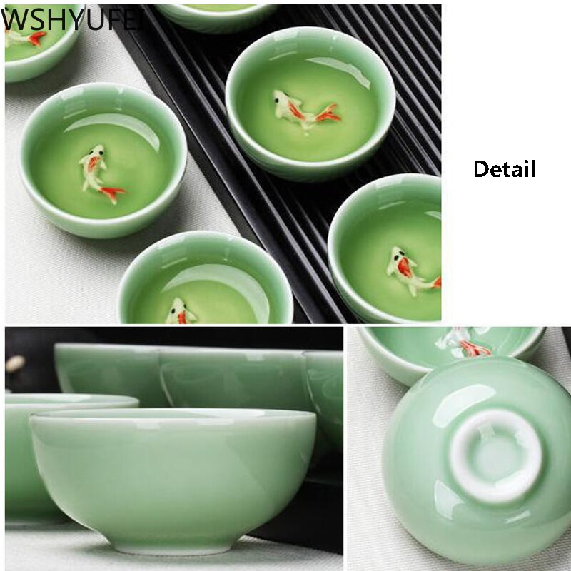 6 gab./daudz Tējas komplekts Maza tējas krūze Keramikas tējas komplekts Mājsaimniecības viena krūze Master Blue and White Porcelāna Tea Celadon Gift Box