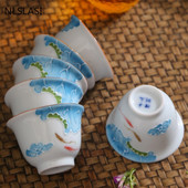 4db/készlet kínai kézzel festett kerámia teáscsésze vizes csésze Boutique teástál Háztartási porcelán teáskészlet Italos mester teáscsésze