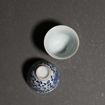 Ретро синя и бяла порцеланова чаша за чай Лична чаша за медитация Бутикова керамична купа за чай Master Cup Ръчно изработен сервиз за чай Аксесоари