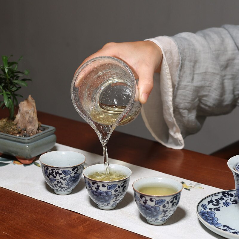 Retro kék-fehér porcelán teáscsésze Személyes meditációs csésze Boutique kerámia teástál mesterpohár Kézzel készített teáskészlet kiegészítők