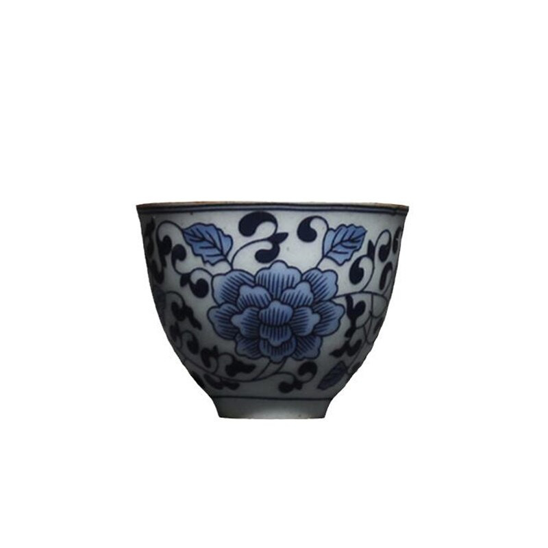 Retro kék-fehér porcelán teáscsésze Személyes meditációs csésze Boutique kerámia teástál mesterpohár Kézzel készített teáskészlet kiegészítők