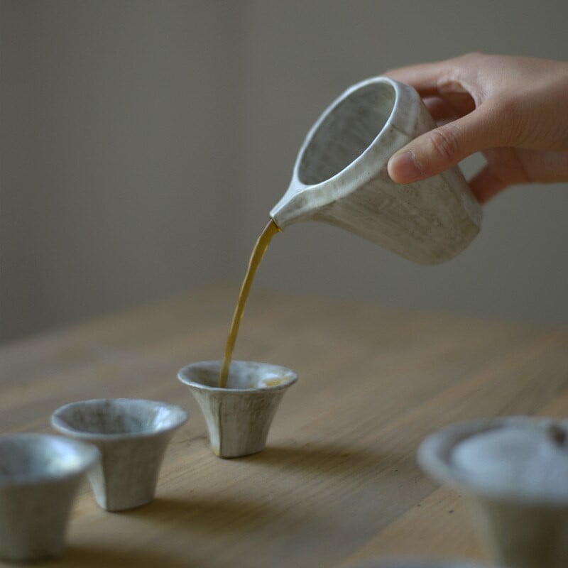 180 ml japán stílusú durva kerámia mázas teakancsó Kézzel készített Divide tea tea csésze Chahai Kung Fu teaset Retro kerámia ital