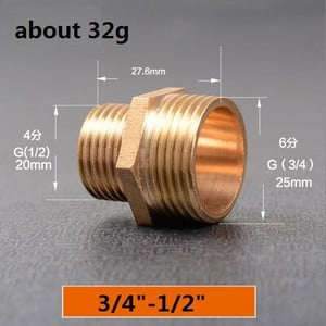 Racord pentru furtun Conectori reducători drepti 1"la 3/4" 1/2"la 1/4" Îmbinare cu filet tată Cupru Oțel inoxidabil Schimbare adaptor de cuplare