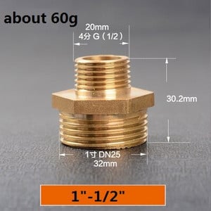 Racord pentru furtun Conectori reducători drepti 1"la 3/4" 1/2"la 1/4" Îmbinare cu filet tată Cupru Oțel inoxidabil Schimbare adaptor de cuplare