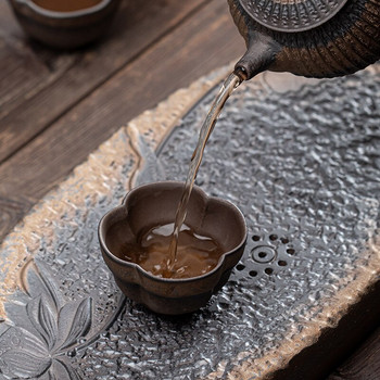 Груба керамика в японски стил Позлатена желязна глазура Чаша за чай Керамична чаша за чай Кунг Фу Реколта Единична чаша Главна купа за чаша Чаши