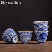 2db/szett 40 ml-es kínai stílusú kék-fehér porcelán teáscsésze Master Cup kézzel készített virág kerámia teáscsésze háztartási kung fu teás edény