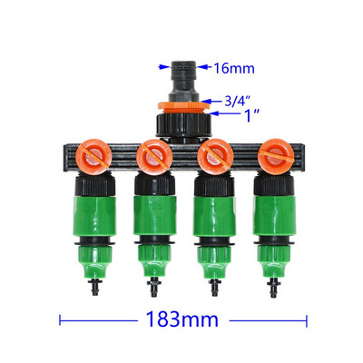 1/4 3/8 hüvelykes tömlő 4 utas kerti csapvízelosztó öntözőszelep dugóval 1/2" 3/4" 1" 4/7 8/11 tömlősönt négy kimenet 1db