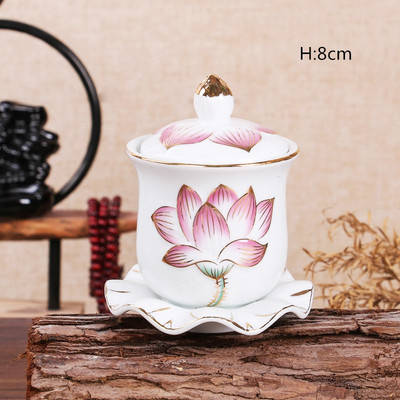Cană de apă sfințită Lotus stil nou pentru Buddha Guanyin Cană de alimentare cu apă Cupă de purificare a apei Echipament Buddha WSHYUFEI