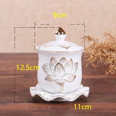 Cană de apă sfințită Lotus stil nou pentru Buddha Guanyin Cană de alimentare cu apă Cupă de purificare a apei Echipament Buddha WSHYUFEI