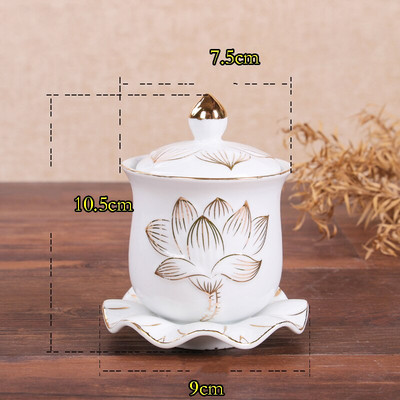 Cană de apă sfințită Lotus stil nou pentru Buddha Guanyin Cană de alimentare cu apă Cupă de purificare a apei Echipament Buddha WSHYUFEI