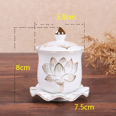 Cană de apă sfințită Lotus stil nou pentru Buddha Guanyin Cană de alimentare cu apă Cupă de purificare a apei Echipament Buddha WSHYUFEI