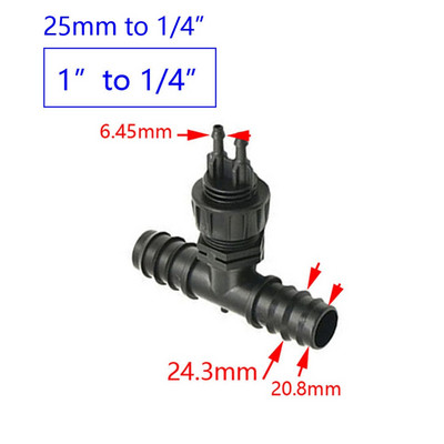 Kerti tömlő 1/2" 3/4" 1" - 1/4" 2 utas póló csatlakozó szűkítő vízelosztó 16mm 20mm 25mm - 4/7 tömlő vízcsatlakozó 1db
