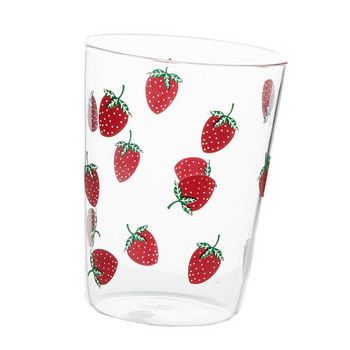 1 τεμ Lovely Strawberry Clear Mug Ποτήρια Espresso Κρυστάλλινα Φλιτζάνια Λουλούδι Ποτήρι Διπλό Κύπελλο Latte